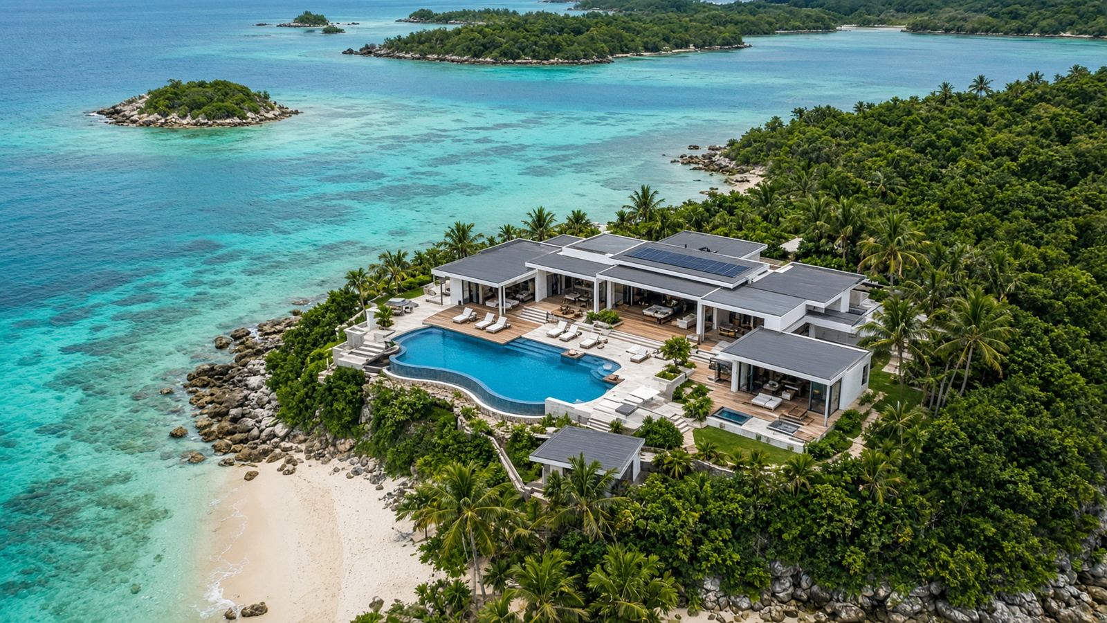 Clifftop villa, infinity pool, lagoon